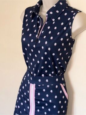 Belyn Key Navy Pink Tee Sleeveless Golf Set